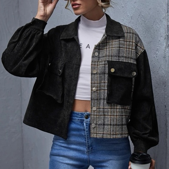 Plaid Cropped Shacket - Picture 1 of 2